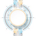 Technical drawing.Future technology, vector .HUD element . Microcircuits and a Processor.